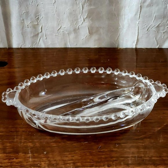 Imperial Glass Candlewick Oval 2 Part Relish Dish 8" divided serving bowl vntage - Picture 6 of 10